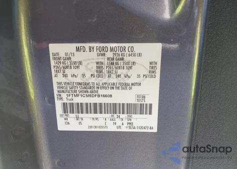 2013 Ford F-150 Stx z USA, uszkodzony, nr VIN 1FTMF1CM5DFB16608